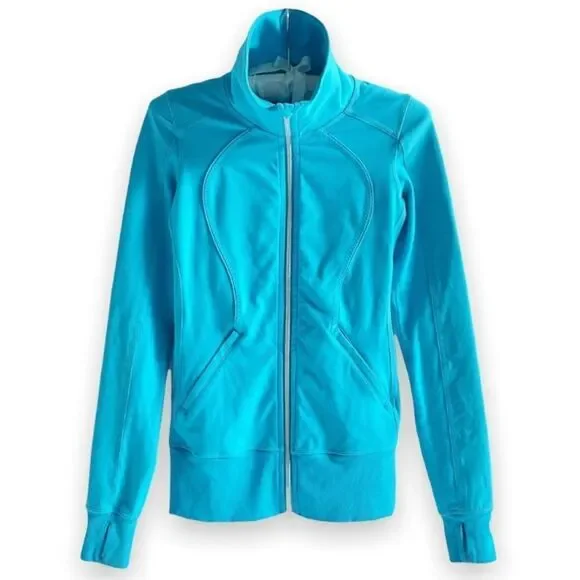 Lululemon Blue Nice Asana Brushed Surge Jacket Sweatshirt Size 4 - Picture 3 of 15